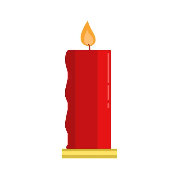 Vánoční Svíčky Červený Svícen Svíčka Páskem Vánoční Ozdoba Plochá Vektorová — Stockový vektor