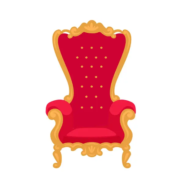 Luxusní Starožitné Červené Křeslo Královský Trůn Pozlacený Starý Exkluzivní Vyřezávaný — Stockový vektor
