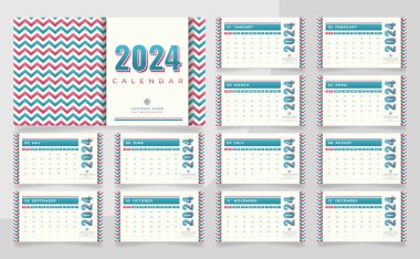 Kapak Sayfası ile Çekici Modern Takvim Şablonu 2024