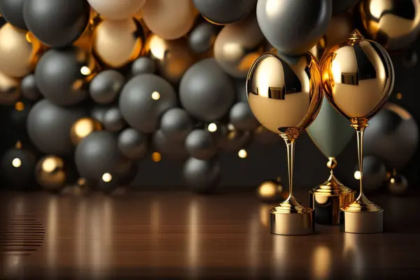 Siyah ve altın renkli doğum günü balonları