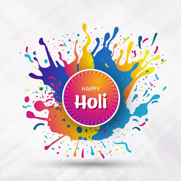 Mutlu Holi festivali metinleri. Renkli arka planlı Hint renk festivali. Vektör illüstrasyonu