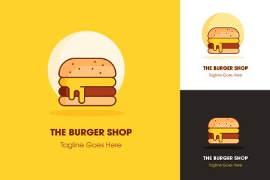 Yaratıcı burger vektör çizim logosu tasarımı. Burger düz vektör illüstrasyon logosu clipart.