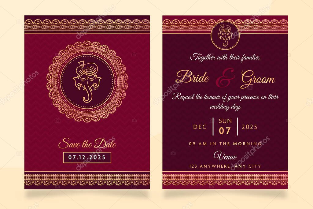 Beautiful Indian Wedding Invitation Card Template Event Details