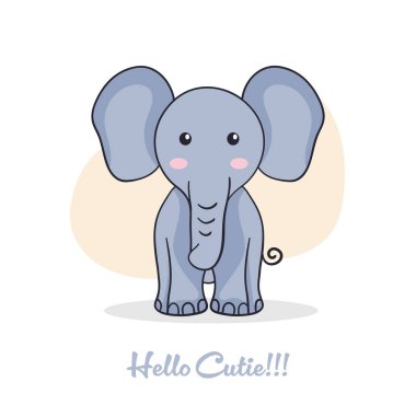 Çizgi film tarzı fil illüstrasyonunda 