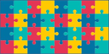 Dünya otizm farkındalık günü bulmaca şablonu. Otizmin sembolü. 2 Nisan kutlamalarının sağlık sigortası geçmişi.