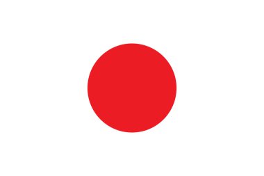 Japon bayrağı, resmi renkler ve doğru orantı. Ulusal Japonya bayrağı. Vektör illüstrasyonu.