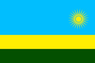 Ruanda dalgalanan bayrak desenli arka plan. Gerçekçi ulusal bayrak tasarımı. Soyut vektör şablonu.