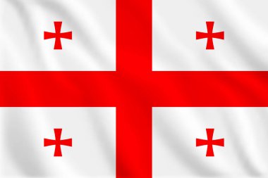 Georgia 'nın bayrağını sallayan 3 boyutlu illüstrasyon. Georgia 'nın vekil bayrağı. Gürcistan 'ın sembolü.