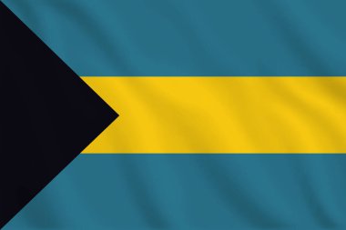 Üç boyutlu Bahamalar bayrak desenli arka plan sallıyor. Gerçekçi ulusal bayrak tasarımı. Soyut vektör şablonu.