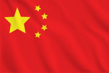 Çin bayrağı sallayan 3 boyutlu illüstrasyon. Çin 'in vektör bayrağı. Çin 'in sembolü.