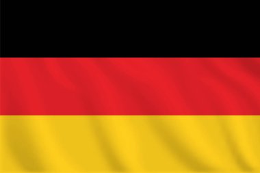 Almanya 'nın bayrağını sallayan 3 boyutlu illüstrasyon. Almanya 'nın vektör bayrağı. Almanya 'nın Sembolü.