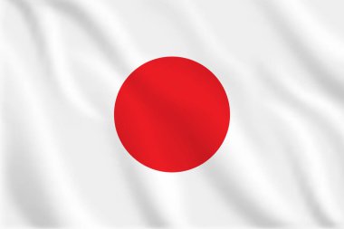 Japonya 'nın bayrağını sallayan 3 boyutlu illüstrasyon. Japonya 'nın vektör bayrağı. Japonya 'nın Sembolü.