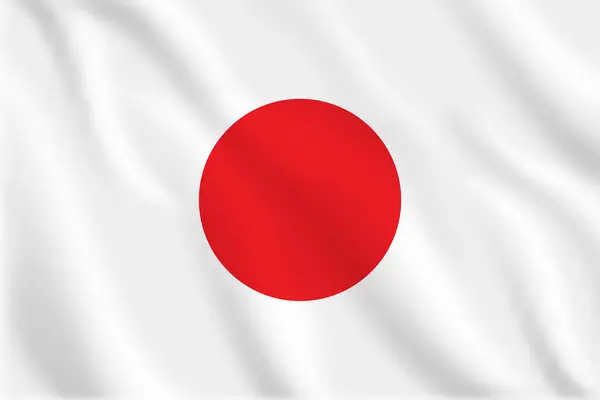 stock vector 3d illustration waving flag of Japan. Vector flag of Japan. Symbol of Japan.