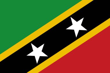 Saint Kitts ve Nevis bayrak desenli arka plan. Gerçekçi ulusal bayrak tasarımı. Soyut vektör şablonu.