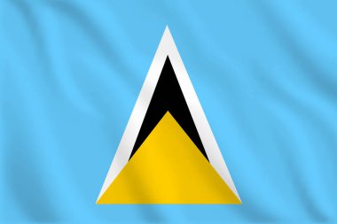 Saint Lucia 'nın 3D resimli bayrağı sallanıyor. Aziz Lucia 'nın vektör bayrağı. Aziz Lucia 'nın sembolü.