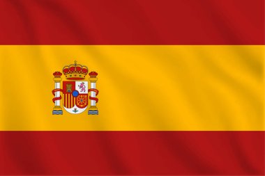 İspanya bayrağı sallayan 3D illüstrasyon. İspanya 'nın vekil bayrağı. İspanya 'nın sembolü.