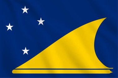 Tokelau 'nun 3D illüstrasyon bayrağı sallanıyor. Tokelau 'nun vektör bayrağı. Tokelau Sembolü.