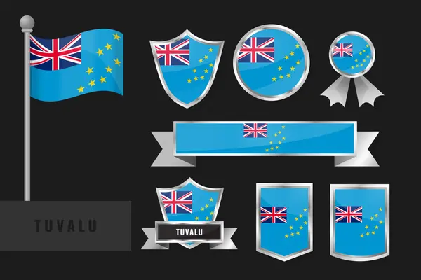 Tuvalet bayrağı hazır. Tuvalu ulusal amblem koleksiyonu. Bayrakların düz tasarımı