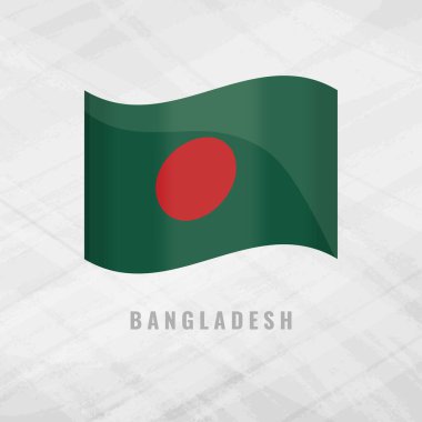 Bangladeş 'in 3D illüstrasyon dalgalanan bayrağı. Gri Arkaplanda Bangladeş 'in vektör bayrağı Bangladeş' in kopya uzay sembolü.