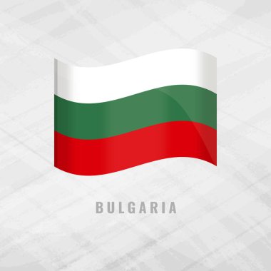 Bulgaristan 'ın bayrağını sallayan 3D illüstrasyon. Bulgariaon Gri Arkaplan 'ın kopyalama alanı olan vektör bayrağı. Bulgaristan 'ın Sembolü.