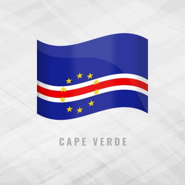 Cape Verde 'nin 3D illüstrasyon bayrağı sallanıyor. Cape Verde 'nin vektör bayrağı. Gri Arkaplanda kopyalama alanı. Cape Verde' nin sembolü.
