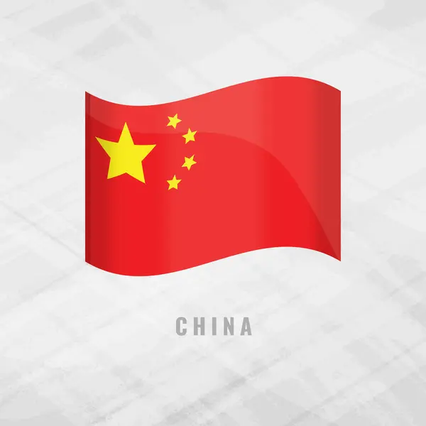 stock vector 3d illustration waving flag of China .Vector flag of China on Grey Background with copy space. Symbol of China.