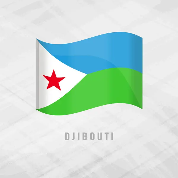 stock vector 3d illustration waving flag of Djibouti. Vector flag of Djibouti..on Grey Background with copy space. Symbol of Djibouti