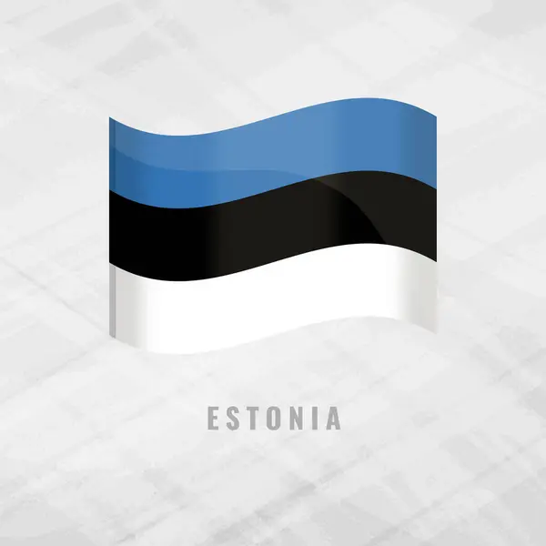 stock vector 3d illustration waving flag of Estonia. Vector flag of Estonia .on Grey Background with copy space. Symbol of Estonia.