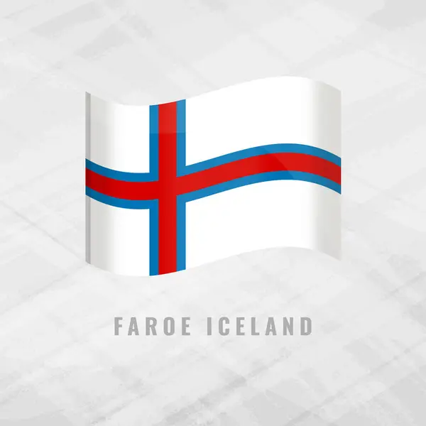 Faroe Adaları 'nın bayrağını sallayan 3D illüstrasyon. Faroe Adaları 'nın vektör bayrağı. Gri Arkaplanda fotokopi uzayıyla birlikte. Faroe Adalarının Sembolü.