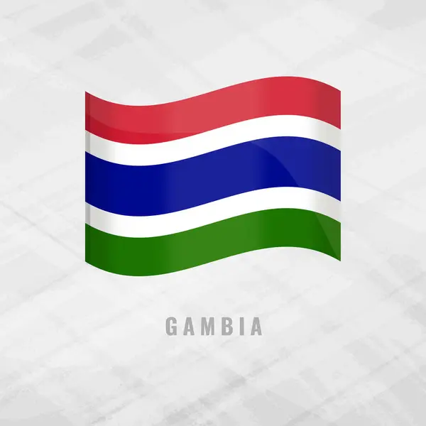 stock vector 3d illustration waving flag of Gambia Vector flag of Gambia Fasoon Grey Background with copy space. Symbol of Gambia.