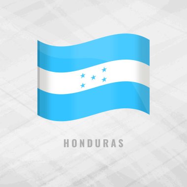 Honduras Kaşmir 'in 3D resimli bayrağı sallanıyor. Honduras 'ın Honduras Sembolünü kopyalayan Gri Arkaplanda Vektör Bayrağı.