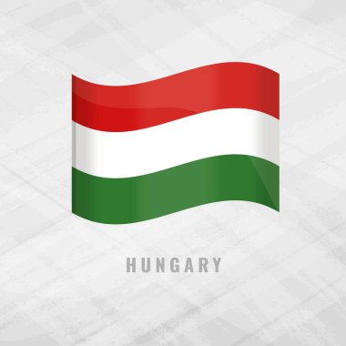Macaristan 'ın Macaristan Sembolü ile Gri Arkaplanda Macar Vektör bayrağının 3D çizimi.