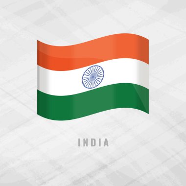 3d illustration waving flag of India. Vector flag on Grey Background with copy space India Symbol of India. clipart