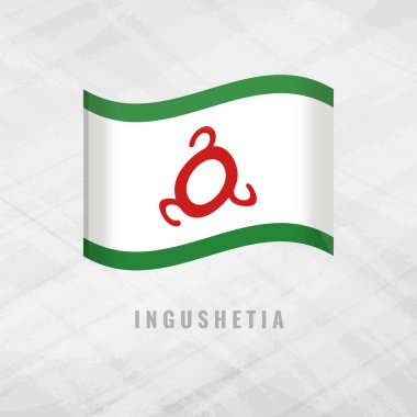 3d illustration waving flag of Ingushetia. Vector flag on Grey Background with copy space .Ingushetia Symbol of Ingushetia. clipart