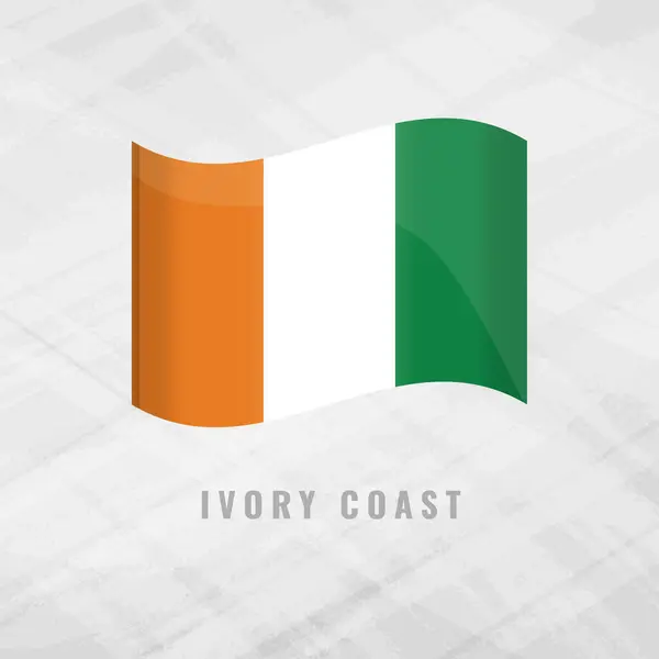 stock vector 3d illustration waving flag of Ivory Coast. Vector flag of Ivory Coast on Grey Background with copy space . Symbol of Ivory Coast.