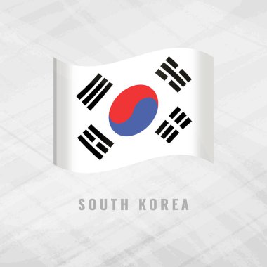 3d illustration waving flag of South Korea. Vector flag of South Korea .on Grey Background Symbol of South Korea. clipart