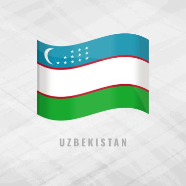 3d illustration waving flag of Uzbekistan Vector flag of Uzbekistan on Grey Background with copy space. Symbol of Uzbekistan. clipart