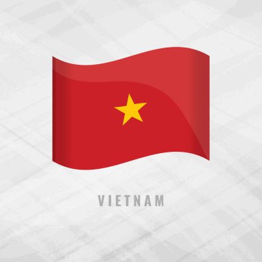 Vietnam bayrağı sallayan üç boyutlu illüstrasyon. Gri Arkaplanda Vietnam 'ın vektör bayrağı ve fotokopi alanı. Vietnam 'ın sembolü.