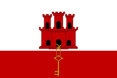 Cebelitarık dalgalanan bayrak desenli arka plan. Gerçekçi ulusal bayrak tasarımı. Soyut vektör şablonu.