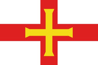 Guernsey bayrak desenli arka plan sallıyor. Gerçekçi ulusal bayrak tasarımı. Soyut vektör şablonu.