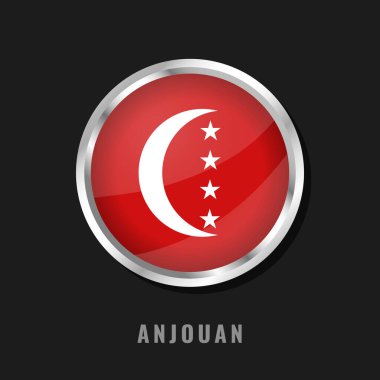 Anjouan round framed national flag. Circular glossy flag of Anjouan. clipart