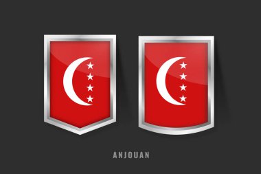 ANJOUAN Etiket Logosunun Vektör İllüstrasyonu. ANJOUAN Rozet İmza ANJOUAN Bayrak, Anjou Ürün Etiketi Şablonu.