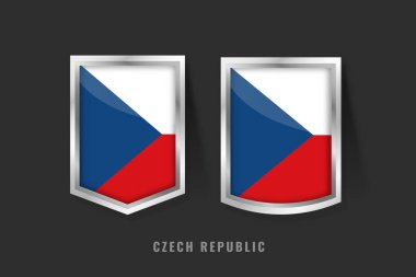 CZECH REPUBLIC Etiket Logosunun Vektör İllüstrasyonu. CZECH Cumhuriyet Rozet İmza CZECH Bayraklı Cumhuriyet, Çek Ürün Etiketi Şablonu.