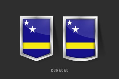 Vector Illustration of CURACAO Label Logo. CURACAO Badge Sign CURACAO With Flag, Curacaoan Product Label Banners Template. clipart