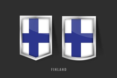 FINLAND Etiket Logosunun Vektör İllüstrasyonu. FINLAND Rozet İşareti Bayrak, Fin Ürün Etiketi Şablonu.