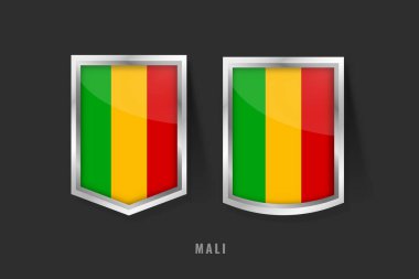 Mali Etiket Logosunun Vektör İllüstrasyonu. MALI Rozet İşareti MALI Bayrak, Aruban Ürün Etiketi Şablonu.