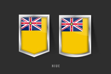 Vector Illustration of NIUE Label Logo. NIUE Badge Sign NIUE With Flag, Aruban Product Niuean Label Banners Template. clipart