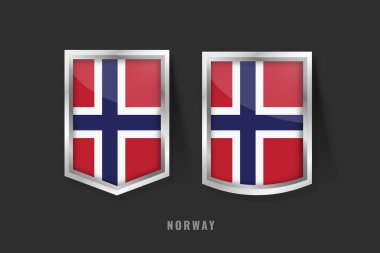 NORway Etiket Logosunun Vektör İllüstrasyonu. Norveç Ürün Etiketleri Şablonu ile NORWay İmzalayın.