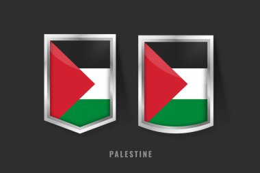 PALESTINE Etiket Logosunun Vektör İllüstrasyonu. PALESTINEI Rozet İşareti Bayrak, Filistin Ürün Etiketi Şablonu.