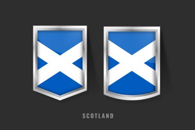 SCOTLAND Etiket Logosunun Vektör İllüstrasyonu. SCOTLAND Rozet İmza SCOTLAND Bayrağı, İskoç Ürün Etiketi Şablonu.